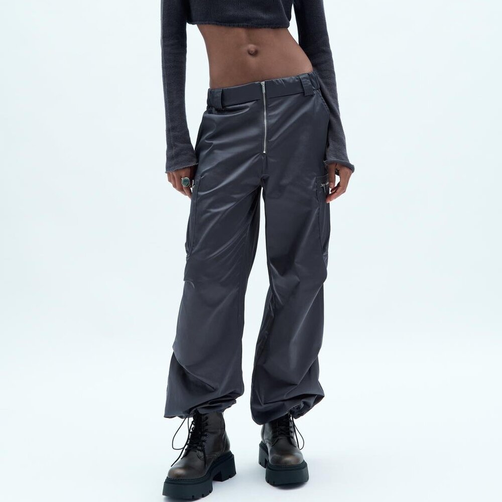 Zara Satin Cargo Trousers